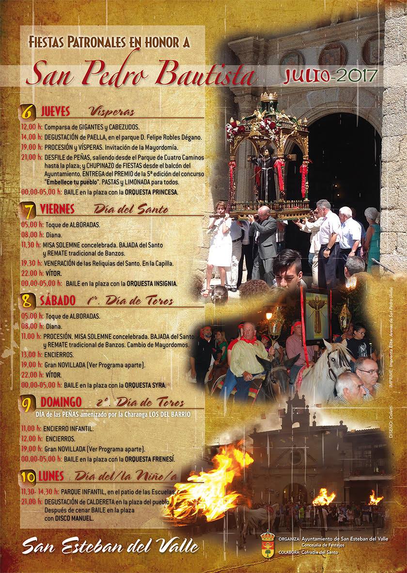 Fiestas patronales en honor a San Pedro Bautista (verano) 2017 San Esteban del Valle